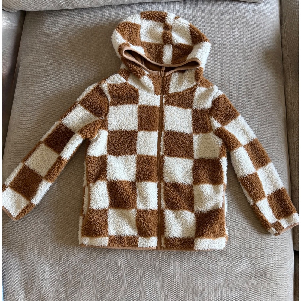 Girl checkered Sherpa hoodie xs